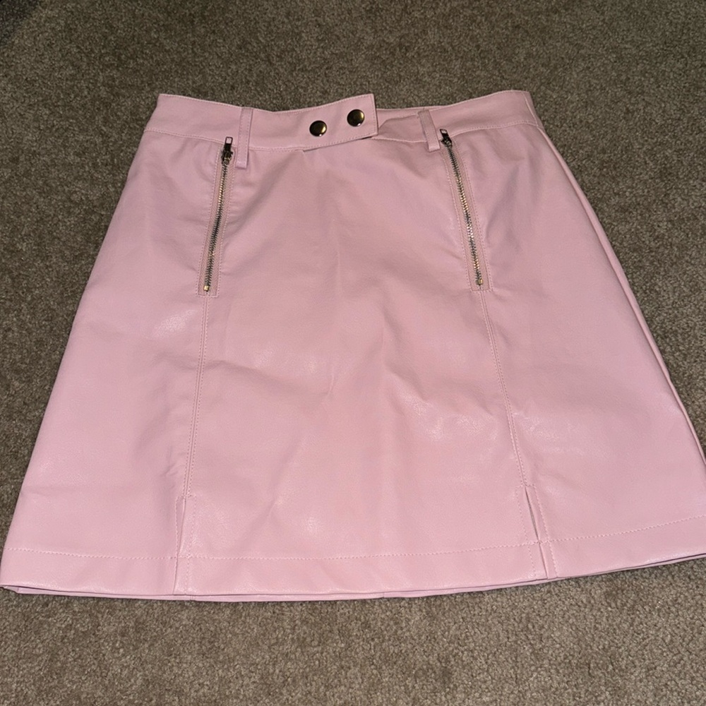 Light Pink Faux Leather Skirt